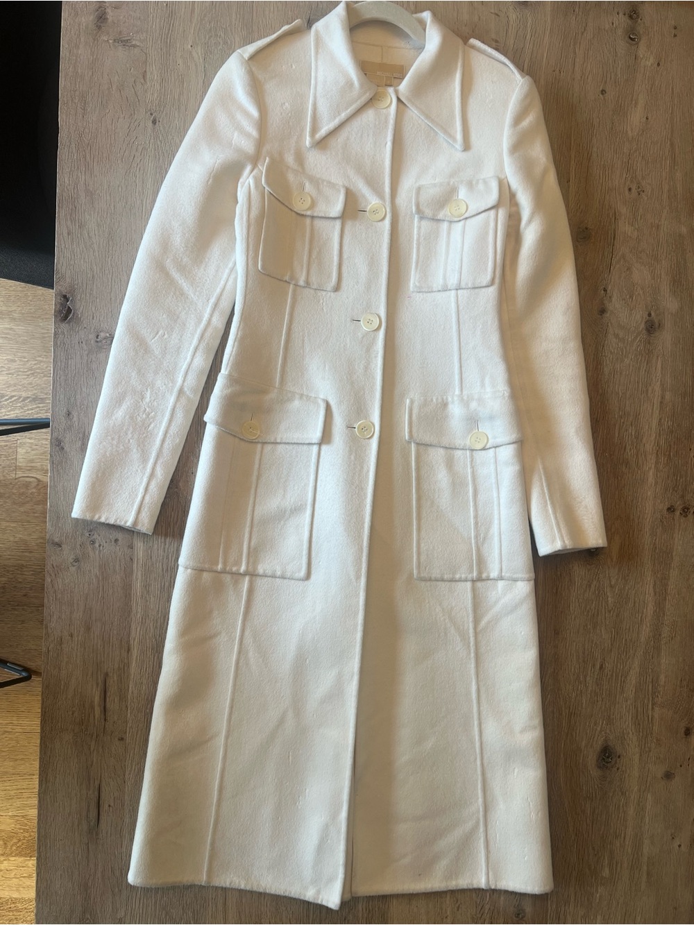 Vintage Michael Kors Angora Wool Eggshell Long Coat Size 4 Made In Italy